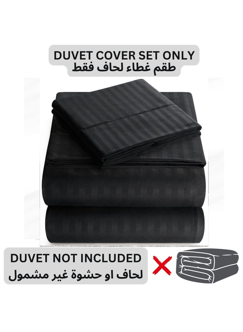 TW Premier TW Hotel Duvet Cover Stripe 220x240cm King Size 6 Pcs Set - 1 Duvet Cover 220x240cm (Without Filling) 1 Fitted Bed Sheet 200x200+30cm - 4 Pillow Cases 48x74+5cm - Quilt Cover Set - Image 2